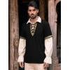 Runcati Mens Medieval Pirate Shirt Cotton Lace Up Renaissance Shirts Viking Retro Scottish Halloween Costume Tops(Black)