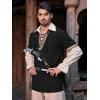 Runcati Mens Medieval Pirate Shirt Cotton Lace Up Renaissance Shirts Viking Retro Scottish Halloween Costume Tops(Black)