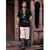 Runcati Mens Medieval Pirate Shirt Cotton Lace Up Renaissance Shirts Viking Retro Scottish Halloween Costume Tops(Black)