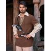 Runcati Mens Medieval Pirate Shirt Cotton Lace Up Renaissance Shirts Viking Retro Scottish Halloween Costume Tops(Coffee)