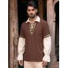 Runcati Mens Medieval Pirate Shirt Cotton Lace Up Renaissance Shirts Viking Retro Scottish Halloween Costume Tops(Coffee)