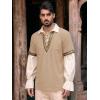 Runcati Mens Medieval Pirate Shirt Cotton Lace Up Renaissance Shirts Viking Retro Scottish Halloween Costume Tops(Khaki)