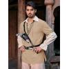 Runcati Mens Medieval Pirate Shirt Cotton Lace Up Renaissance Shirts Viking Retro Scottish Halloween Costume Tops(Khaki)