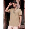 Runcati Mens Medieval Pirate Shirt Cotton Lace Up Renaissance Shirts Viking Retro Scottish Halloween Costume Tops(Khaki)