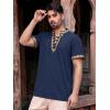 Runcati Mens Medieval Pirate Shirt Cotton Lace Up Renaissance Shirts Viking Retro Scottish Halloween Costume Tops(Navy)