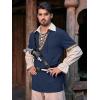 Runcati Mens Medieval Pirate Shirt Cotton Lace Up Renaissance Shirts Viking Retro Scottish Halloween Costume Tops(Navy)