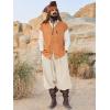Runcati Mens Medieval Renaissance Pants Viking Navigator Baggy Harem Pants Pirate Halloween Retro Costume Trousers(Apricot)