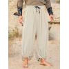 Runcati Mens Medieval Renaissance Pants Viking Navigator Baggy Harem Pants Pirate Halloween Retro Costume Trousers(Apricot)