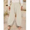 Runcati Mens Medieval Renaissance Pants Viking Navigator Baggy Harem Pants Pirate Halloween Retro Costume Trousers(Apricot)