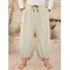 Runcati Mens Medieval Renaissance Pants Viking Navigator Baggy Harem Pants Pirate Halloween Retro Costume Trousers(Apricot)