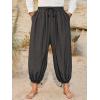 Runcati Mens Medieval Renaissance Pants Viking Navigator Baggy Harem Pants Pirate Halloween Retro Costume Trousers(Black)