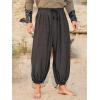 Runcati Mens Medieval Renaissance Pants Viking Navigator Baggy Harem Pants Pirate Halloween Retro Costume Trousers(Black)