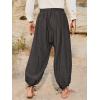 Runcati Mens Medieval Renaissance Pants Viking Navigator Baggy Harem Pants Pirate Halloween Retro Costume Trousers(Black)