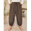 Runcati Mens Medieval Renaissance Pants Viking Navigator Baggy Harem Pants Pirate Halloween Retro Costume Trousers(Brown)