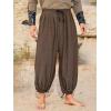 Runcati Mens Medieval Renaissance Pants Viking Navigator Baggy Harem Pants Pirate Halloween Retro Costume Trousers(Brown)