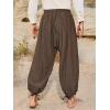 Runcati Mens Medieval Renaissance Pants Viking Navigator Baggy Harem Pants Pirate Halloween Retro Costume Trousers(Brown)