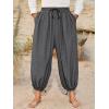 Runcati Mens Medieval Renaissance Pants Viking Navigator Baggy Harem Pants Pirate Halloween Retro Costume Trousers(Dark Grey)
