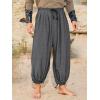 Runcati Mens Medieval Renaissance Pants Viking Navigator Baggy Harem Pants Pirate Halloween Retro Costume Trousers(Dark Grey)