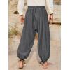 Runcati Mens Medieval Renaissance Pants Viking Navigator Baggy Harem Pants Pirate Halloween Retro Costume Trousers(Dark Grey)