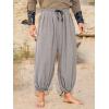 Runcati Mens Medieval Renaissance Pants Viking Navigator Baggy Harem Pants Pirate Halloween Retro Costume Trousers(Khaki)