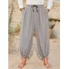 Runcati Mens Medieval Renaissance Pants Viking Navigator Baggy Harem Pants Pirate Halloween Retro Costume Trousers(Khaki)