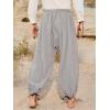 Runcati Mens Medieval Renaissance Pants Viking Navigator Baggy Harem Pants Pirate Halloween Retro Costume Trousers(Khaki)