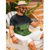 Runcati Mens Short Sleeve T-Shirts Casual Graphic Gradient Printed Tee Crewneck Summer Beach Hawaiian Vintage Shirts(Army Green)