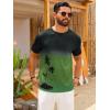 Runcati Mens Short Sleeve T-Shirts Casual Graphic Gradient Printed Tee Crewneck Summer Beach Hawaiian Vintage Shirts(Army Green)