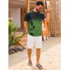 Runcati Mens Short Sleeve T-Shirts Casual Graphic Gradient Printed Tee Crewneck Summer Beach Hawaiian Vintage Shirts(Army Green)