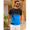 Runcati Mens Short Sleeve T-Shirts Casual Graphic Gradient Printed Tee Crewneck Summer Beach Hawaiian Vintage Shirts(Blue)