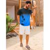 Runcati Mens Short Sleeve T-Shirts Casual Graphic Gradient Printed Tee Crewneck Summer Beach Hawaiian Vintage Shirts(Blue)