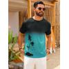 Runcati Mens Short Sleeve T-Shirts Casual Graphic Gradient Printed Tee Crewneck Summer Beach Hawaiian Vintage Shirts(Lake Green)