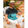 Runcati Mens Short Sleeve T-Shirts Casual Graphic Gradient Printed Tee Crewneck Summer Beach Hawaiian Vintage Shirts(Lake Green)