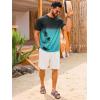 Runcati Mens Short Sleeve T-Shirts Casual Graphic Gradient Printed Tee Crewneck Summer Beach Hawaiian Vintage Shirts(Lake Green)