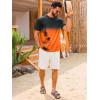Runcati Mens Short Sleeve T-Shirts Casual Graphic Gradient Printed Tee Crewneck Summer Beach Hawaiian Vintage Shirts(Orange)