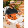 Runcati Mens Short Sleeve T-Shirts Casual Graphic Gradient Printed Tee Crewneck Summer Beach Hawaiian Vintage Shirts(Orange)