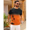 Runcati Mens Short Sleeve T-Shirts Casual Graphic Gradient Printed Tee Crewneck Summer Beach Hawaiian Vintage Shirts(Orange)