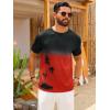 Runcati Mens Short Sleeve T-Shirts Casual Graphic Gradient Printed Tee Crewneck Summer Beach Hawaiian Vintage Shirts(Red)