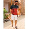 Runcati Mens Short Sleeve T-Shirts Casual Graphic Gradient Printed Tee Crewneck Summer Beach Hawaiian Vintage Shirts(Red)