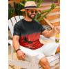 Runcati Mens Short Sleeve T-Shirts Casual Graphic Gradient Printed Tee Crewneck Summer Beach Hawaiian Vintage Shirts(Red)
