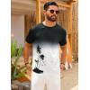 Runcati Mens Short Sleeve T-Shirts Casual Graphic Gradient Printed Tee Crewneck Summer Beach Hawaiian Vintage Shirts(White)
