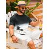Runcati Mens Short Sleeve T-Shirts Casual Graphic Gradient Printed Tee Crewneck Summer Beach Hawaiian Vintage Shirts(White)