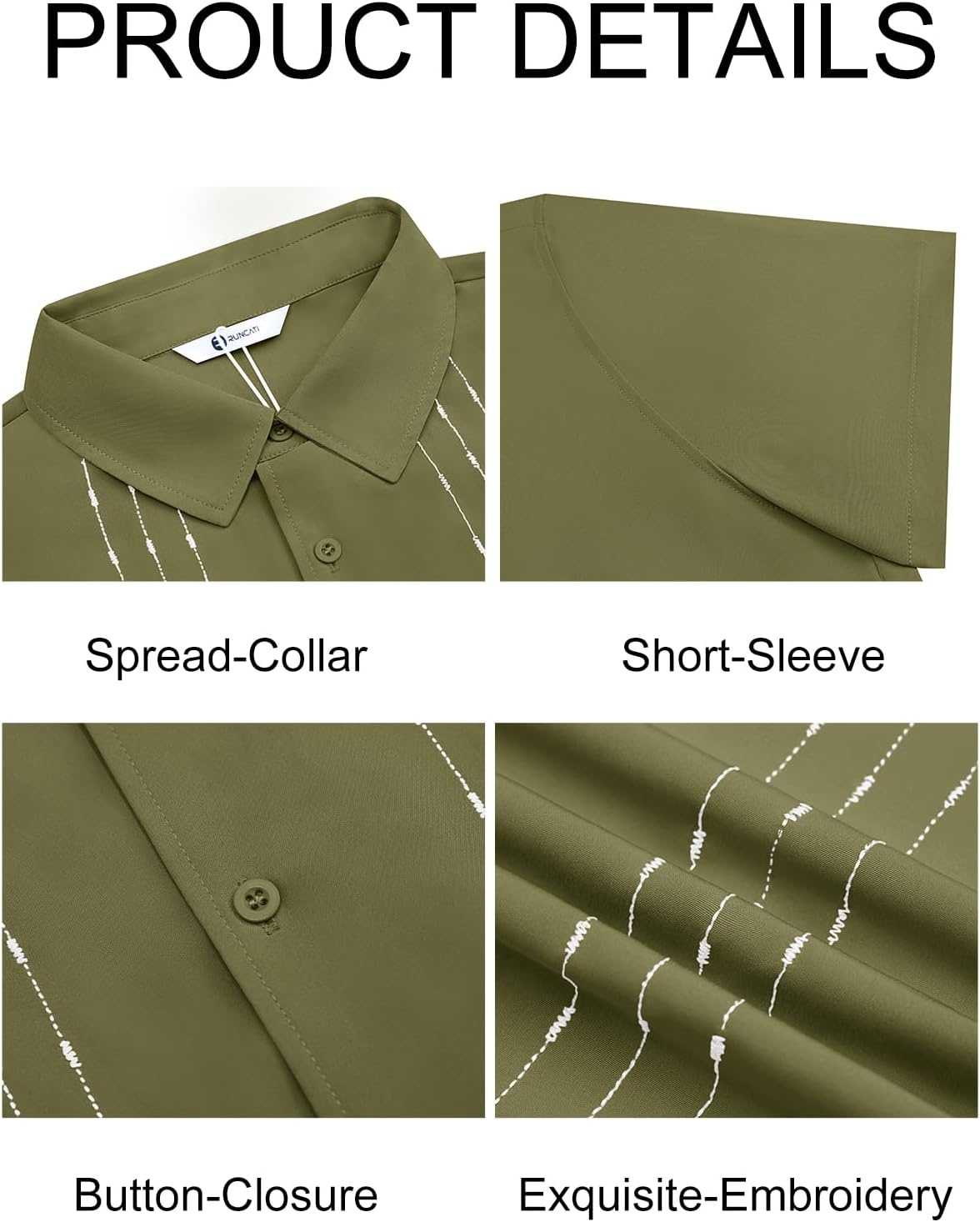 imageRuncati Mens Cuban Guayabera Shirt Short Sleeve Button Down Shirts Casual Linen Summer Beach Vacation TopsArmy Green