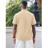 Runcati Mens Cuban Guayabera Shirt Short Sleeve Button Down Shirts Casual Linen Summer Beach Vacation Tops(Apricot)