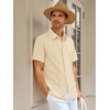 Runcati Mens Cuban Guayabera Shirt Short Sleeve Button Down Shirts Casual Linen Summer Beach Vacation Tops(Apricot)