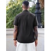 Runcati Mens Cuban Guayabera Shirt Short Sleeve Button Down Shirts Casual Linen Summer Beach Vacation Tops(Black)