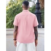 Runcati Mens Cuban Guayabera Shirt Short Sleeve Button Down Shirts Casual Linen Summer Beach Vacation Tops(Pink)