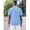 Runcati Mens Cuban Guayabera Shirt Short Sleeve Button Down Shirts Casual Linen Summer Beach Vacation Tops(Sky Blue)