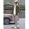 Runcati Mens Bomber Jacket Casual Lightweight Varsity Jackets Waffle Full Zip Coat(Army Green)