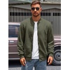 Runcati Mens Bomber Jacket Casual Lightweight Varsity Jackets Waffle Full Zip Coat(Army Green)